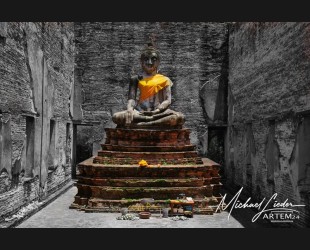 BUDDHA AYUTTHAYA WAT BOROMA RAAN KOLORIERT